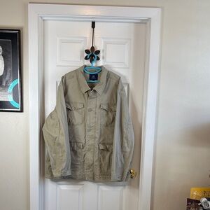 George Men's Light Unlined Khaki Field Barn Shirt Jacket Like New Size 2XL